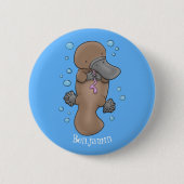 Badge Rond 5 Cm Caricature de platypus bébé très heureuse (Devant)