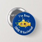 Badge Rond 5 Cm Caricature de poisson sous-marin jaune mignon (Devant & derrière)