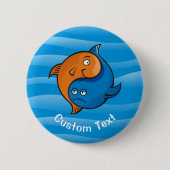 Badge Rond 5 Cm Caricature de poisson Yin Yang (Devant)