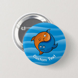 Badge Rond 5 Cm Caricature de poisson Yin Yang