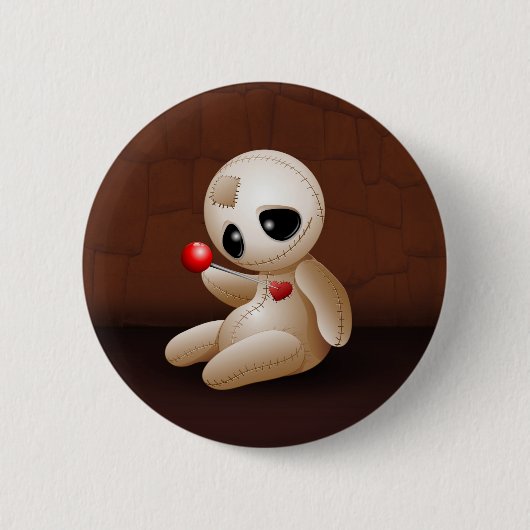 Badge Rond 5 Cm Caricature de poupée vaudou en amour (Devant)