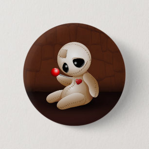 Badge Rond 5 Cm Caricature de poupée vaudou en amour