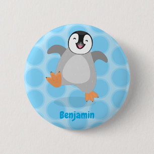 Badge Rond 5 Cm Caricature de poussin de pingouin mignon et joyeus