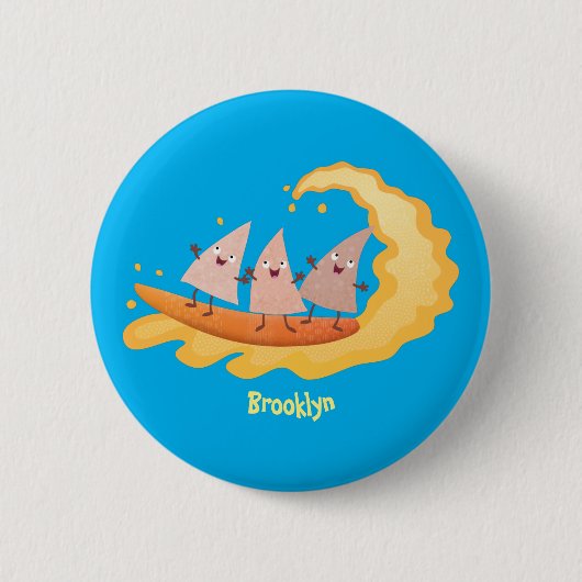 Badge Rond 5 Cm Caricature de surf pour chips de maïs mignonette n (Devant)