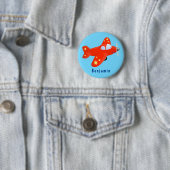 Badge Rond 5 Cm Caricature de vol d'avion rouge mignon (En situation)
