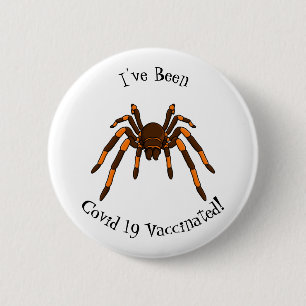 Badge Rond 5 Cm Caricature déplaisante de tarantule brun et orange
