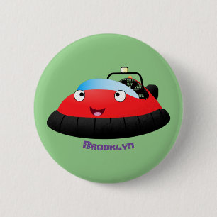 Badge Rond 5 Cm Caricature d'hovercraft rouge joyeux