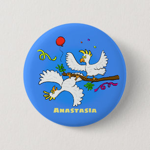 Badge Rond 5 Cm Caricature d'oiseaux de cockatoo amusante