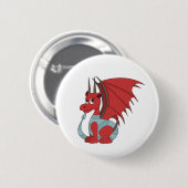 Badge Rond 5 Cm Caricature Dragon Rouge (Devant & derrière)