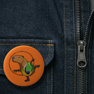 Badge Rond 5 Cm Caricature du capybara hythmic Hoop