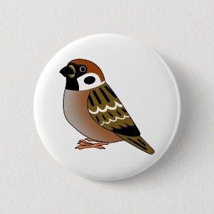 Badge Rond 5 Cm Caricature du moineau d'arbre eurasien