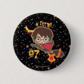 Badge Rond 5 Cm Caricature Harry Potter Quidditch Chercher (Devant)