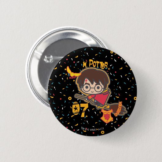 Badge Rond 5 Cm Caricature Harry Potter Quidditch Chercher (Devant & derrière)