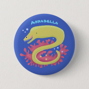 Badge Rond 5 Cm Caricature humoristique murène verte