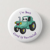 Badge Rond 5 Cm Caricature joli tracteur vert joyeux (Devant)
