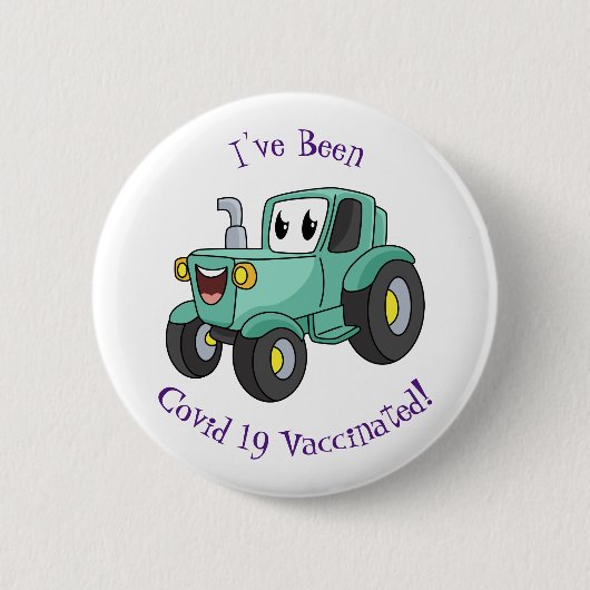 Badge Rond 5 Cm Caricature joli tracteur vert joyeux  (Devant)