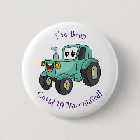 Caricature joli tracteur vert joyeux 