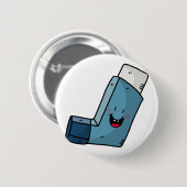 Badge Rond 5 Cm Caricature joyeuse de Asthma Inhaler (Devant & derrière)