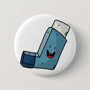 Badge Rond 5 Cm Caricature joyeuse de Asthma Inhaler