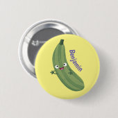 Badge Rond 5 Cm Caricature joyeux de courgettes mignonnes (Devant & derrière)