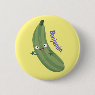Badge Rond 5 Cm Caricature joyeux de courgettes mignonnes