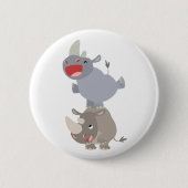 Badge Rond 5 Cm Caricature mignon Leapfrog Rhinos (Devant)