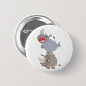 Badge Rond 5 Cm Caricature mignon Leapfrog Rhinos (Devant & derrière)