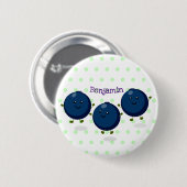 Badge Rond 5 Cm Caricature mignonne de bleuets violets (Devant & derrière)