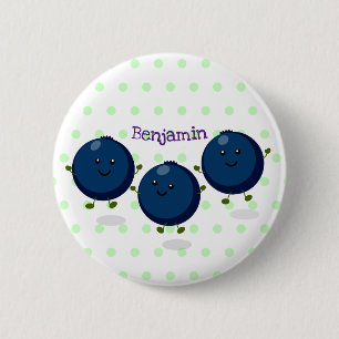 Badge Rond 5 Cm Caricature mignonne de bleuets violets