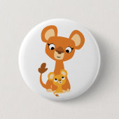 Badge Rond 5 Cm Caricature mignonne Mère Lion et Cub (Devant)