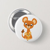 Badge Rond 5 Cm Caricature mignonne Mère Lion et Cub (Devant & derrière)