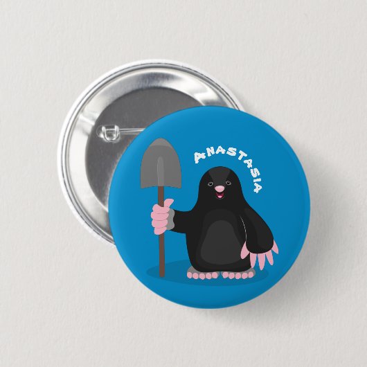 Badge Rond 5 Cm Caricature mole joyeux (Devant & derrière)