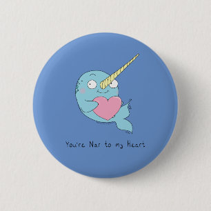 Badge Rond 5 Cm Caricature Narwhal Cute Kids