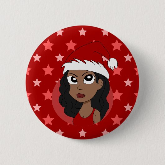 Badge Rond 5 Cm Caricature pour fille de Noël (Devant)