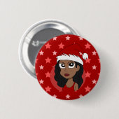 Badge Rond 5 Cm Caricature pour fille de Noël (Devant & derrière)