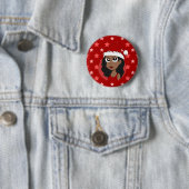 Badge Rond 5 Cm Caricature pour fille de Noël (En situation)