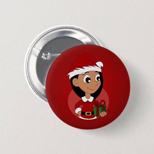 Badge Rond 5 Cm Caricature pour fille de Noël (Devant & derrière)