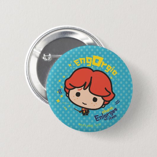 Badge Rond 5 Cm Caricature Ron Weasley Engorgio Spell (Devant & derrière)