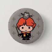 Badge Rond 5 Cm Caricature Ron Weasley et Pigwidgeon (Devant)