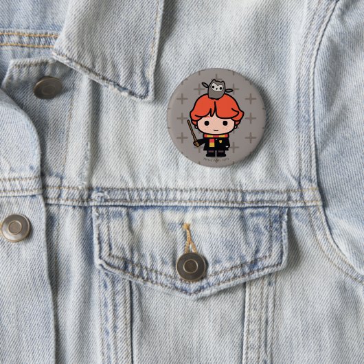 Badge Rond 5 Cm Caricature Ron Weasley et Pigwidgeon (En situation)