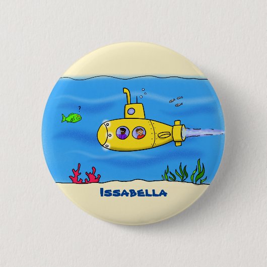 Badge Rond 5 Cm Caricature sous-marine joyeuse (Devant)