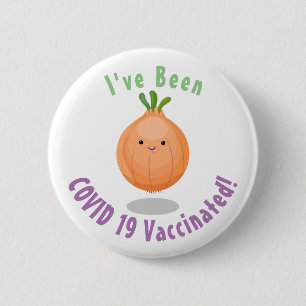 Badge Rond 5 Cm Caricature vert oignon brun joli