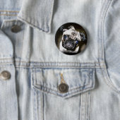 Badge Rond 5 Cm carlin adorable (En situation)