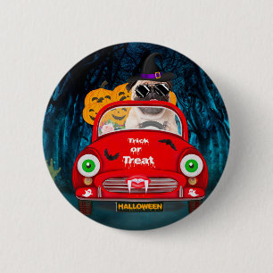 Badge Rond 5 Cm Carlin Chien voiture voiture effrayant Halloween