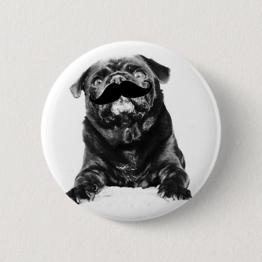 Badge Rond 5 Cm Carlin de moustache (Devant)