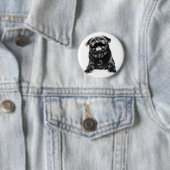 Badge Rond 5 Cm Carlin de moustache (En situation)