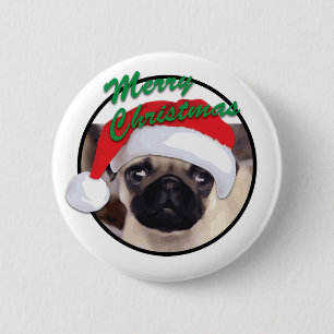 Badge Rond 5 Cm Carlin de Noël - Bouton rond Standard, 2¼ pouces