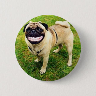 Badge Rond 5 Cm carlin de sourire de chien mignon