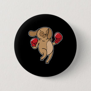 Badge Rond 5 Cm Carlin Dog fait la boxe