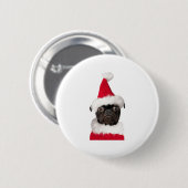Badge Rond 5 Cm Carlin noir mignon à Noël Santa Hat (Devant & derrière)